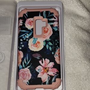 Galaxy S9 Plus Floral Protective Phone Case - Pink & Black